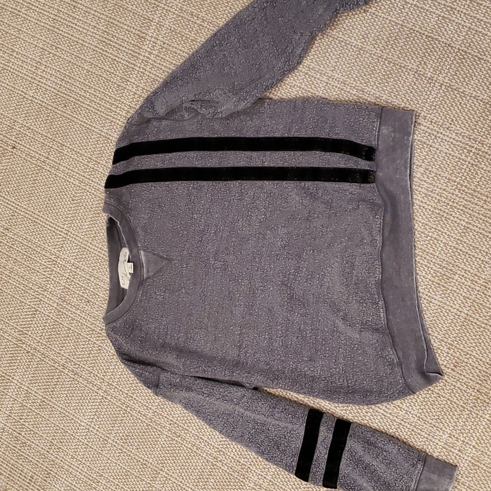 Vintage Havana Gray w/Blk stripes , Destressed sweat shirt, size M